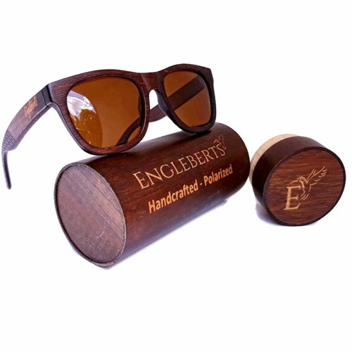 Sienna Wooden Sunglasses, Tea Colored Polarized Lenses, Handcrafted