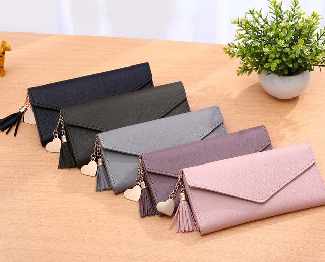 Fashion Women Wallets Simple Long Wallet Tassel