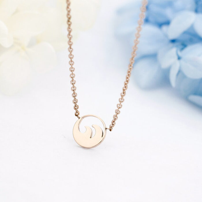 Minimalist Women Jewelry Ocean Wave Pendants