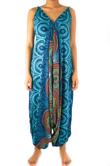 Teal Mandala Boho Hippie Jumpsuit Rompers