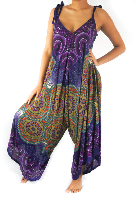 Purple Mandala Boho Hippie Jumpsuit Rompers