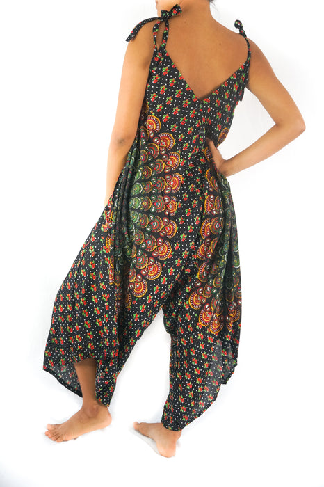 Black Chakra Boho Hippie Jumpsuit Rompers