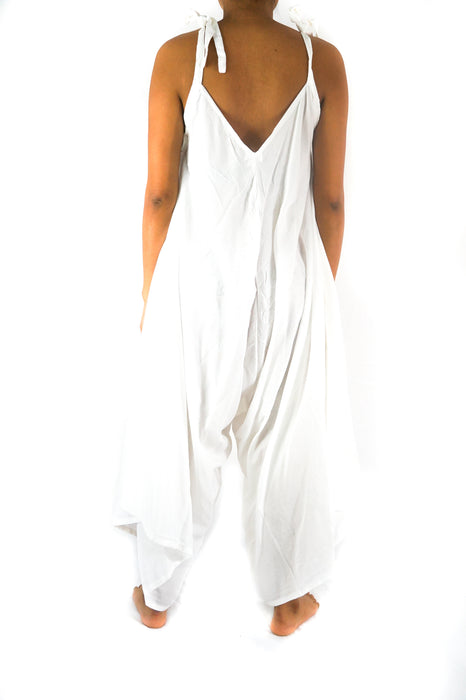 Solid White Boho Hippie Jumpsuit Rompers