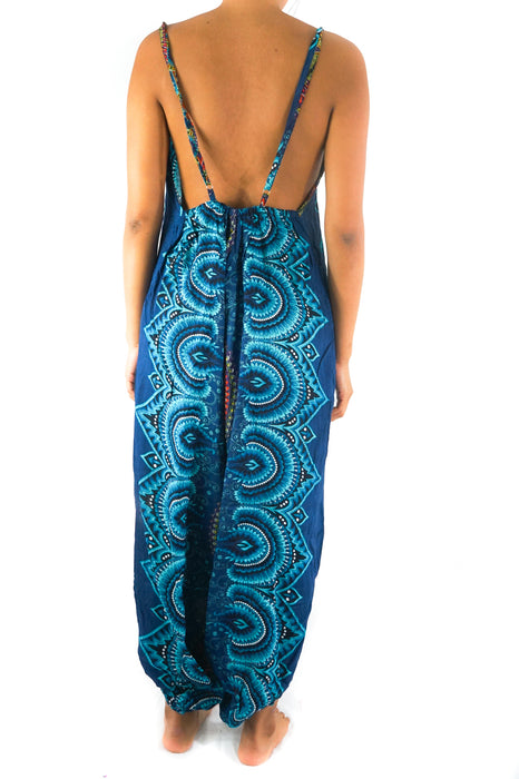 Teal Mandala Boho Hippie Jumpsuit Rompers