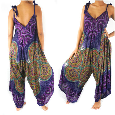 Purple Mandala Boho Hippie Jumpsuit Rompers