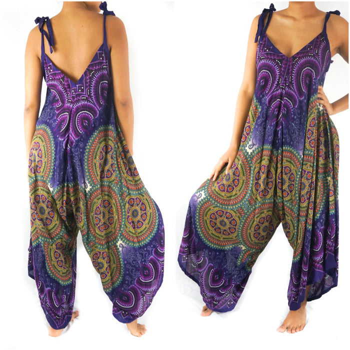 Purple Mandala Boho Hippie Jumpsuit Rompers