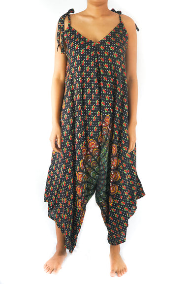Black Chakra Boho Hippie Jumpsuit Rompers