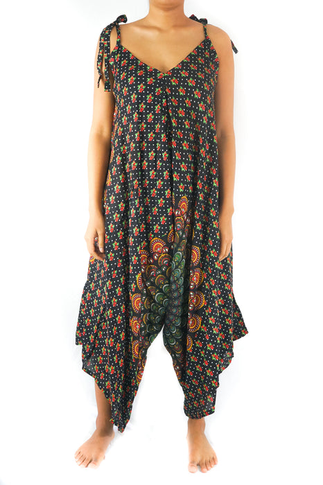 Black Chakra Boho Hippie Jumpsuit Rompers