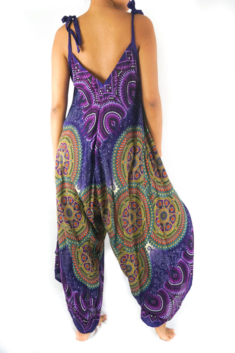 Purple Mandala Boho Hippie Jumpsuit Rompers