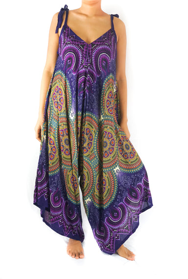 Purple Mandala Boho Hippie Jumpsuit Rompers