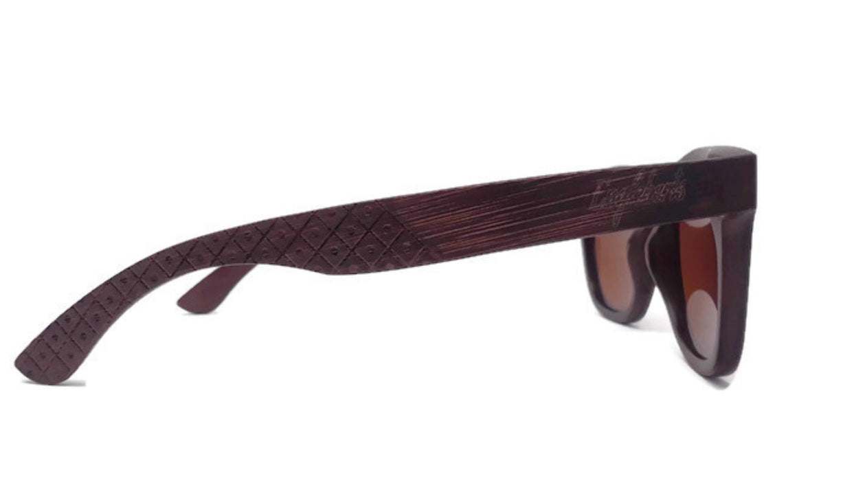 Sienna Wooden Sunglasses, Tea Colored Polarized Lenses, Handcrafted