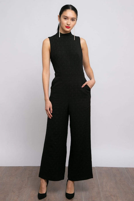 Charley Black  Mock Neck Jumpsuit Petites and Plus Sizes