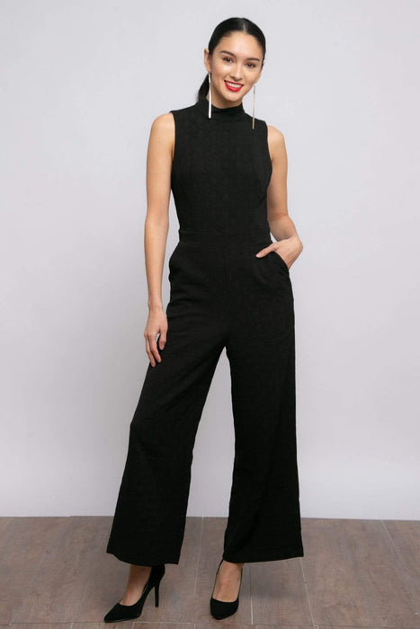 Charley Black  Mock Neck Jumpsuit Petites and Plus Sizes