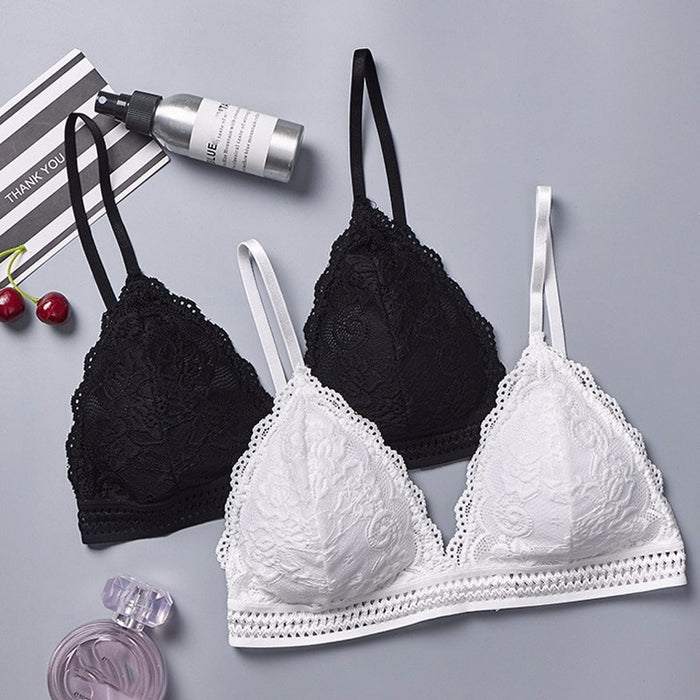 Deep V Lace Wireless Push Up Bra