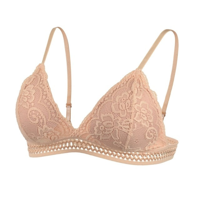 Deep V Lace Wireless Push Up Bra