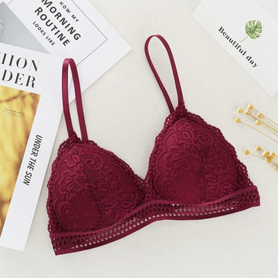 Deep V Lace Wireless Push Up Bra