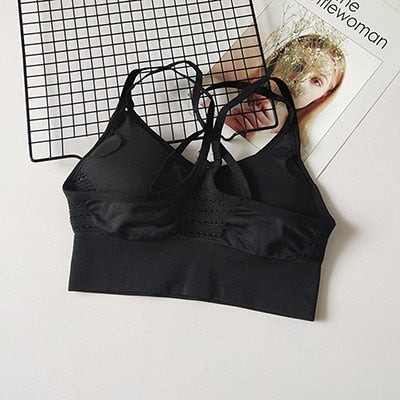 Cross Back Seamless Strappy Sports Bra