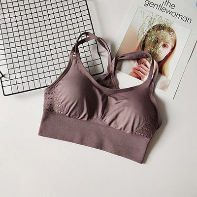 Cross Back Seamless Strappy Sports Bra