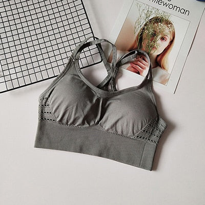 Cross Back Seamless Strappy Sports Bra