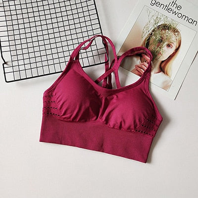 Cross Back Seamless Strappy Sports Bra
