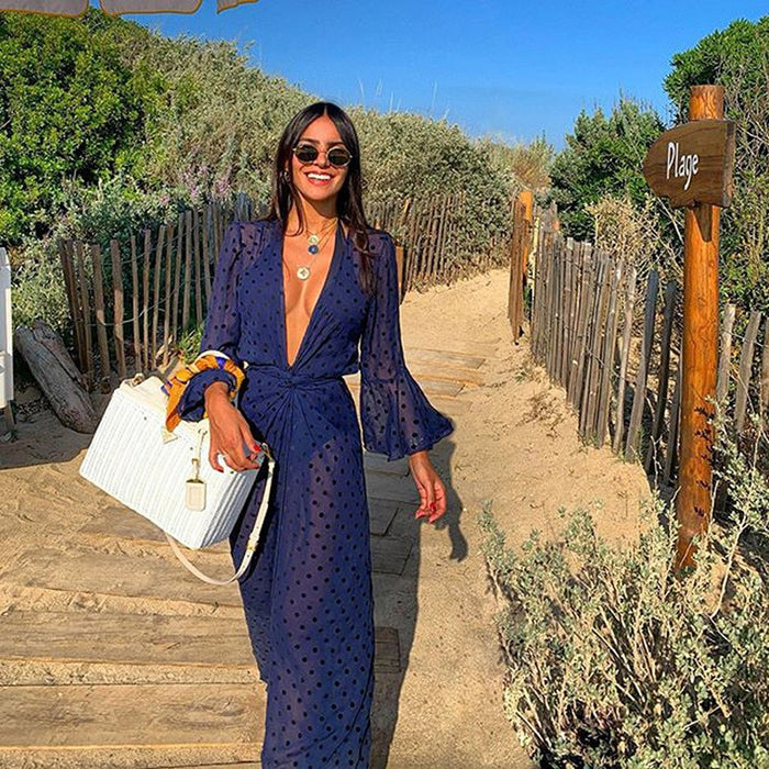 Summer Dot print White Beach Cover up dress