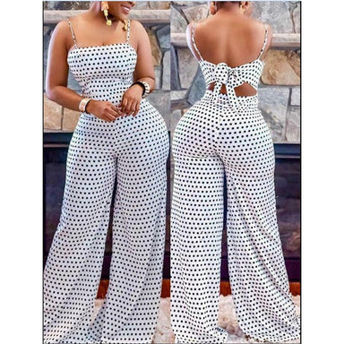 Casual Slim Polka Dot Playsuit Sleeveless Jumpsuit