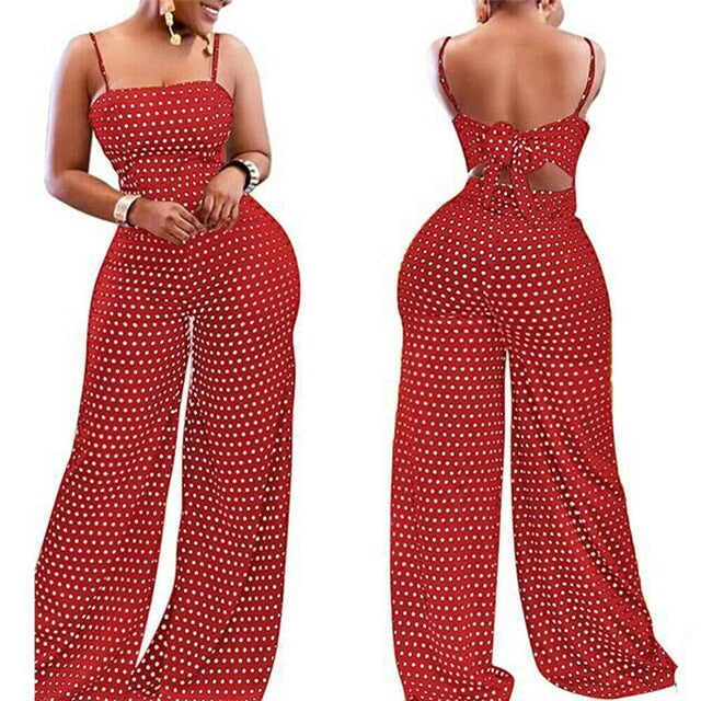 Casual Slim Polka Dot Playsuit Sleeveless Jumpsuit