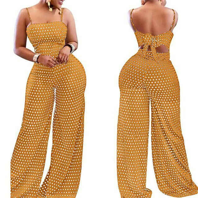 Casual Slim Polka Dot Playsuit Sleeveless Jumpsuit