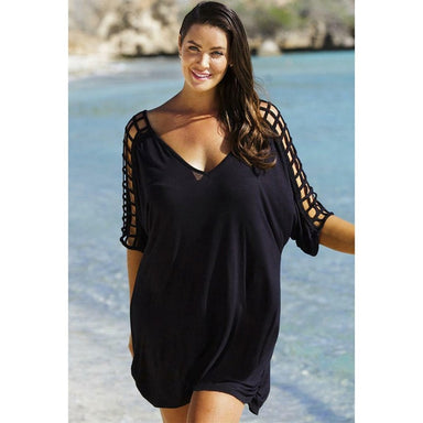 Plus Size Women V-Neck Hollow Out Swimwear