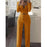 Two Piece Long Sleeve Single Breasted Crop Top and High Elastic Waist Pants