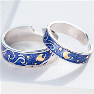 Moon Star Starry Night Ring Jewelry