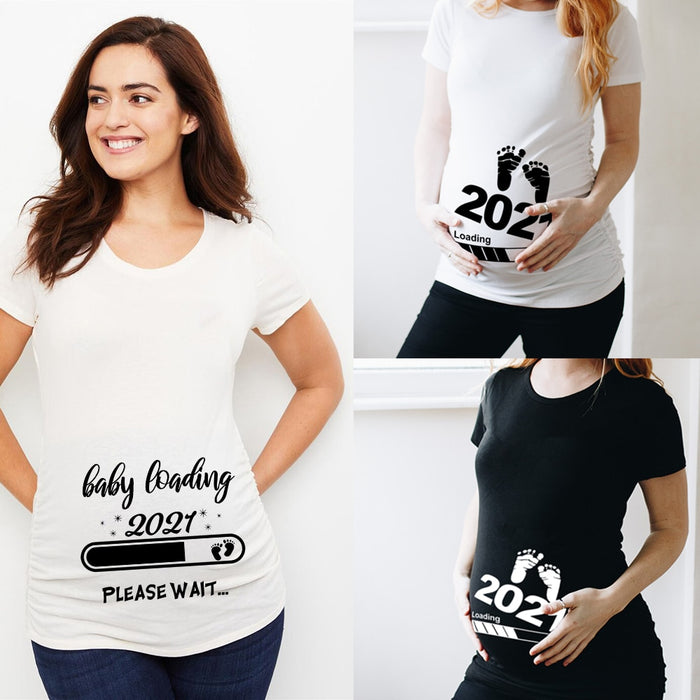 Baby Loading Printed Pregnant T Shirt