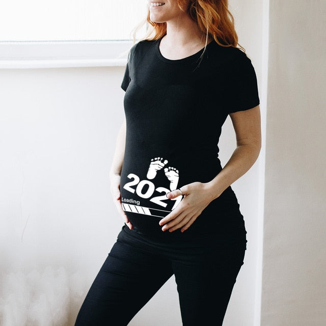 Baby Loading Printed Pregnant T Shirt