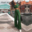 2 Two Piece O Neck Crop Top and Long Pants Set