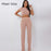 2 Two Piece O Neck Crop Top and Long Pants Set
