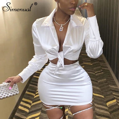 Sexy V Neck Party Hot Silk 2 Piece Outfit