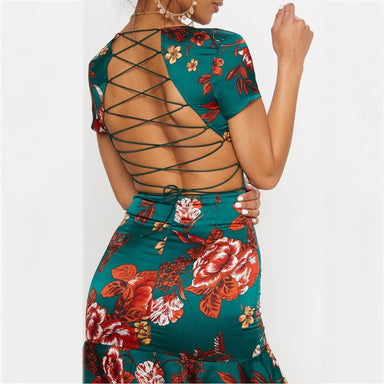 Criss Cross Back Frill Hem Shift Dress