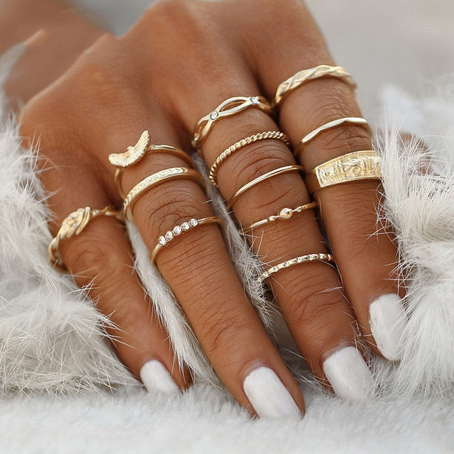 Knuckle BOHO Crystal Star Finger Rings