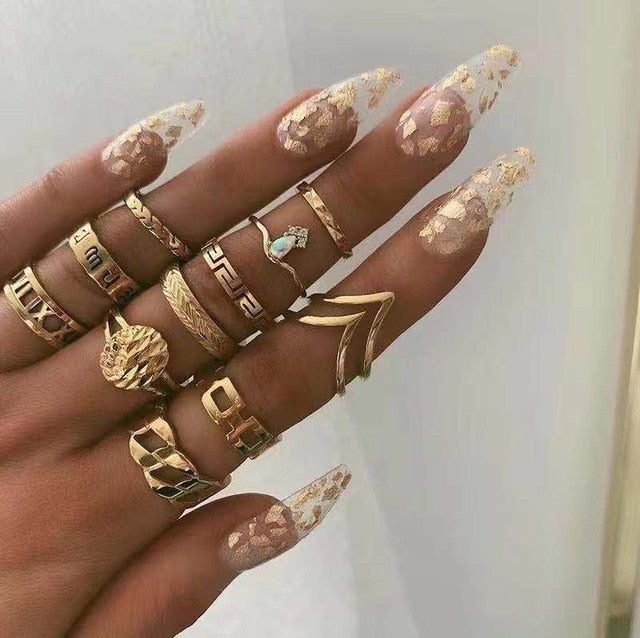 Knuckle BOHO Crystal Star Finger Rings