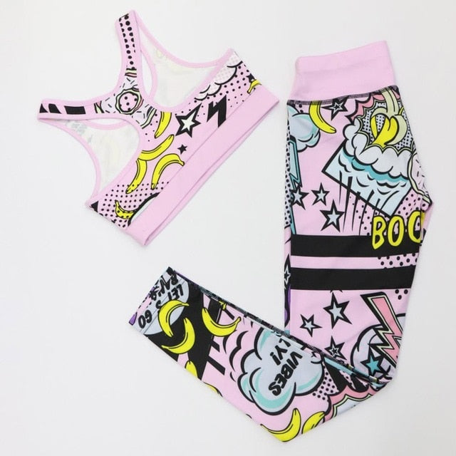 Print Cartoon banana Boom Running Yoga