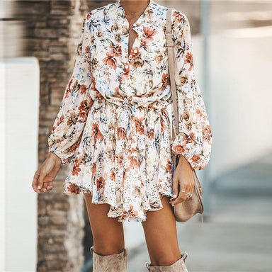 White Ruffled Mini Vintage Dress