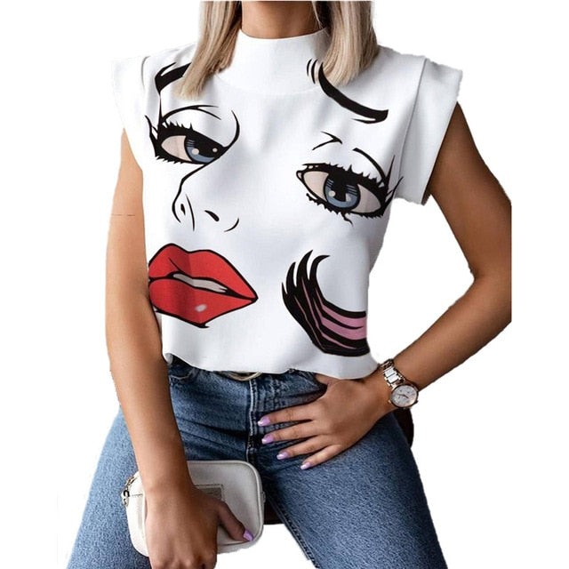 Ladies Casual Lips Printed T Shirt