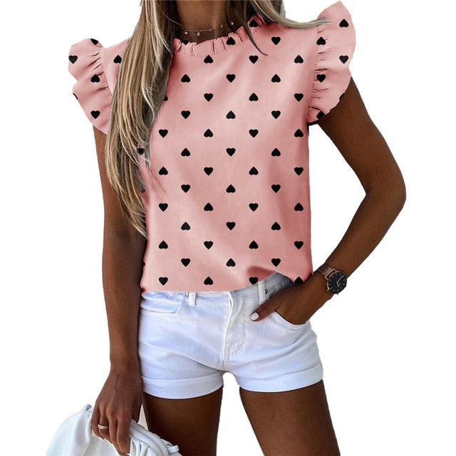 Ladies Casual Lips Printed T Shirt