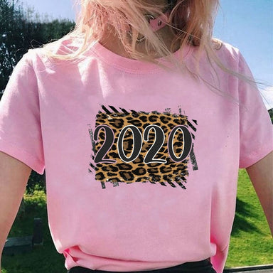 Pink T-Shirt Leopard Peace Love Coffee Print