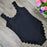 Sexy One-piece Beachwear Women Summer Wave Shape Wide Straps Swimsuit Solid Color