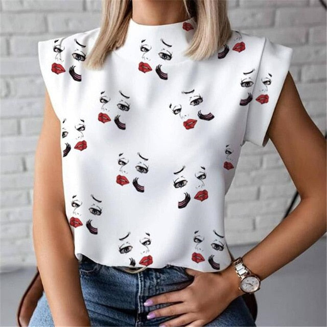 Ladies Casual Lips Printed T Shirt