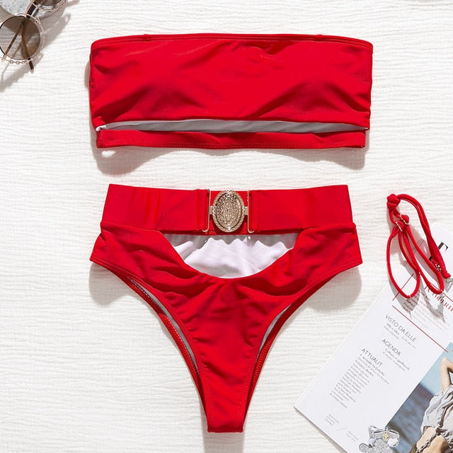 Hollow out White swimwear