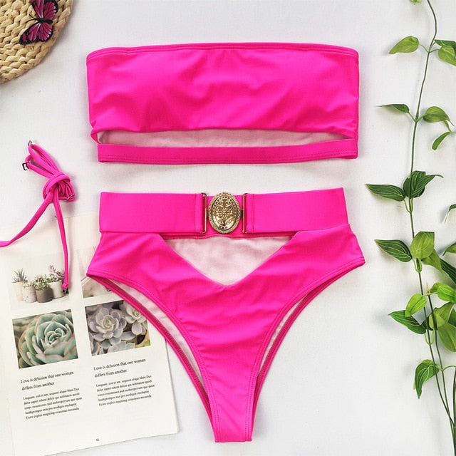 Hollow out White swimwear