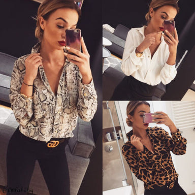 Sexy Elegant V-Neck Loose Long Sleeve Tops