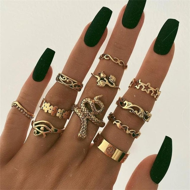 Knuckle BOHO Crystal Star Finger Rings